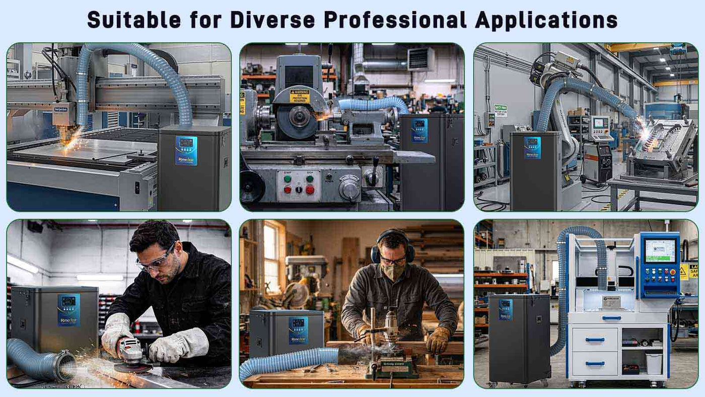 Fumeclear FC-700 dust collector suitable for diverse professional applications including CNC machining, grinding, welding and woodworking