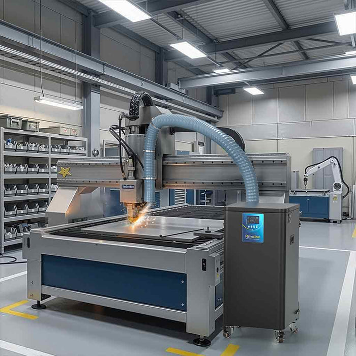 fumeclear fc-700 industrial dust collector works in laser cutting metal workshop