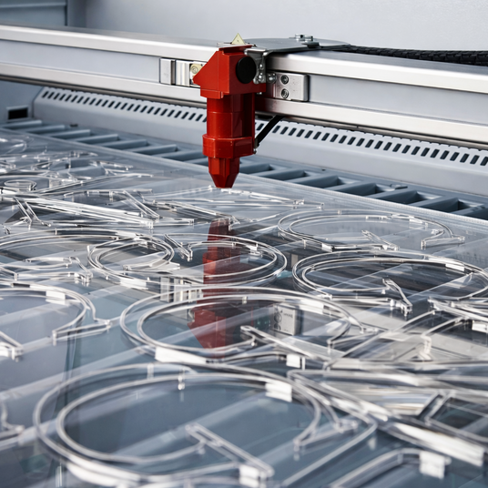 FumeClear fume extractors used in plastic processing applications, removing harmful fumes and airborne particles generated during machining and manufacturing.