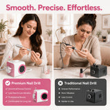 FUMECLEAR Premium Nail Drill vs Traditional Nail Drill - Smooth Precise Effortless Experience for Professional Manicure